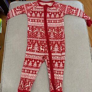 HTF Red Christmas Little Sleepies Zippy 3-6mo